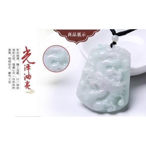 New 100% Natural Jadeite Jades Pendant 3D Handmade Carved Dragon Wek-jin Pendants Women Mens Amulet Jades Jewelry With Rope
