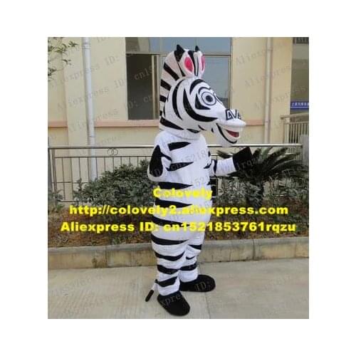 Pleasant Madagascar Zebra Pinto Marty Marti Mati Mascot Costume Cartoon Character Mascotte Adult Long Tail Black Shoes No.zz3123