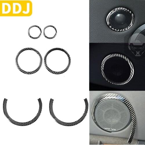 Car Door Speaker Frame Circle Ring Carbon Fiber Stickers For BMW 6 Series E63 E64 2004 2005 2006 2007 2008 2009 2010 Interior