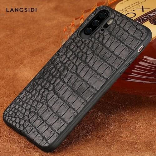 Luxury Crocodile Natural Leather Case For huawei p30 pro p20 Lite Mate 20 case mobile phone shell Cover for Honor 8x 20 20 Pro