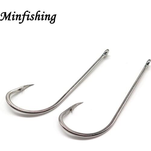 Minfishing 50 Pcs High Carbon Steel Fishing Hook Big Size Fishhooks Long Fishing Hooks for Sea Fishing