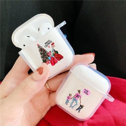 Merry Christmas Girl Soft Silicone Cases For Apple Airpods 2 1 Bluetooth Wireless Earphone Cover For Air Pods Charging Box Bags