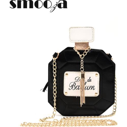 SMOOZA Leather Perfume Bottle Crossbody Bag Chain Mini Clutch Bag 2020 Women Handbag Fashion Party Women Evening Bags