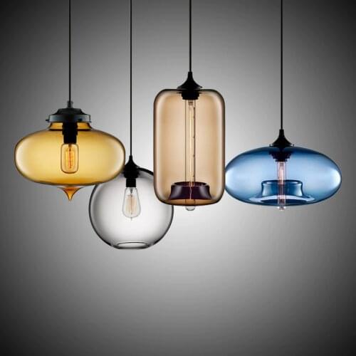 Modern Pendant Lights Bedroom Dining Room Loft Luminaire Suspension Multicolored Glass Hanging Lamp Bar Decor Vintage Hanglamp