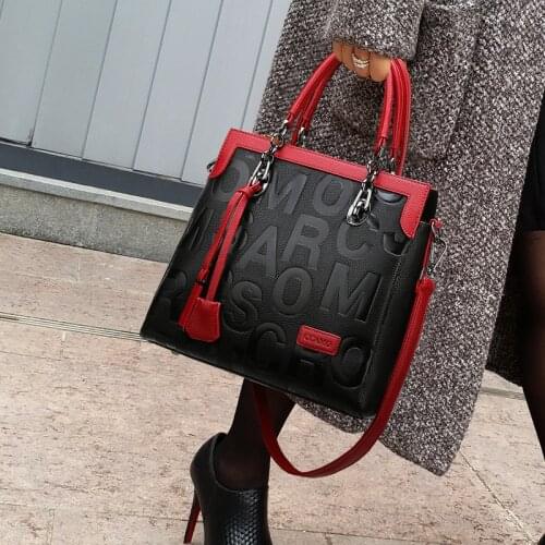Embossed Letter Pattern Handbags Womens bag Fashion Large Capacity Women Shoulder Bag Splice Contrast Color tote bag woman 2021