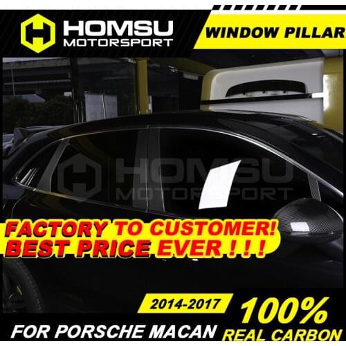 Carbon Fiber For Pors-che Ma-can 2014-2017 Side B C Pillar Decoration Trim Car Styling 3M Tape Add On door column decoration