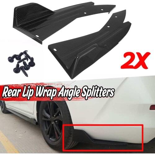 Universal 2x Carbon Fiber Look Car Rear Bumper Lip Diffuser Wrap Angle Splitters For Ford For Mustang For Focus RS ST For Fiesta