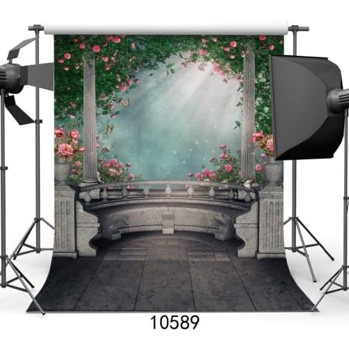 Vinyl Background for Photography Balcony Flowers Sunshine Computer Printed Photo Backdrops Photocall for Weddings Children Baby