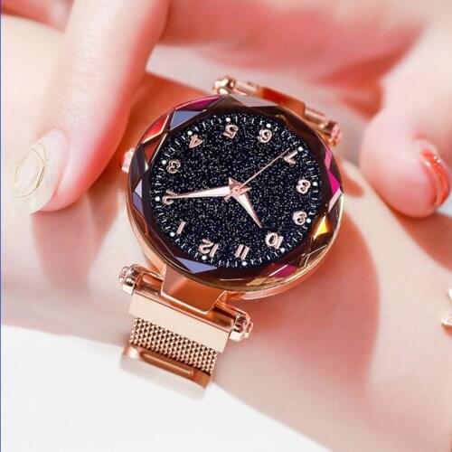 Luxury Rose Gold Women Watches Minimalism Starry Sky Magnet Buckle Fashion Female Bracelet Wristwatch Waterproof Simple Numeral