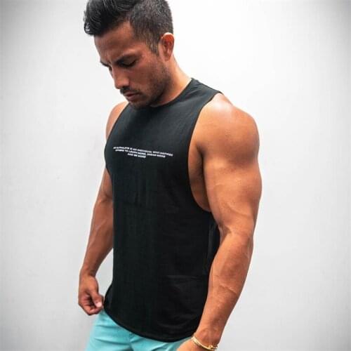 New Summer Fashion Streetwear Casual Mens Wide Shoulder Sleeveless Vest Cotton Fitness Sportswear Jogger Fitness Mens Clothing