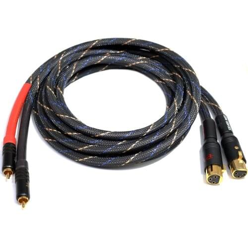 1 pair 2 core Pure Copper OFC Shielding Wire XLR Cable Hi-end CD Amplifier Interconnect Female RCA to XLR Male Audio Cable