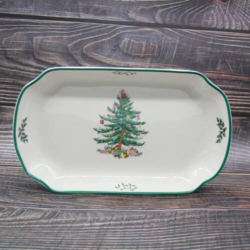 1 Pcs European Christmas Tree Plate dinner plate Steak dish dessert plates Porcelain Fish Plate Wholesale 12 Inch