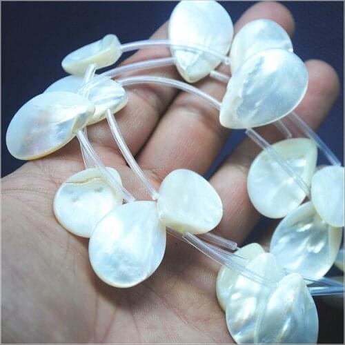 10pcs White Saltwater Shell beads teardrop shape strings for charms necklace making choker neccklaces size 18x25mm 20x30mm