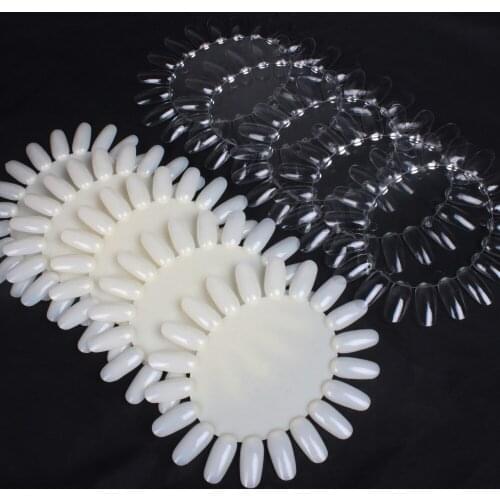 10 Pcs Round Nail Art DISPLAY Practice Tips Chart Acrylic Polish Color Wheel Clear / Natural