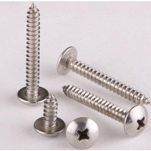 15PCS Stainless Steel 304 Large Flat Head Self Tapping Screws / Umbrella Head Self-Tapping Screw M4 * 35