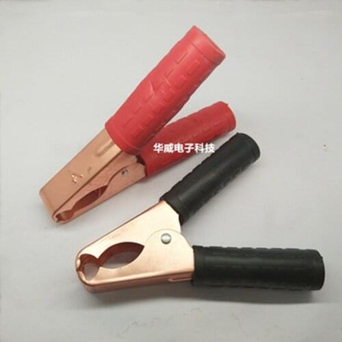 2pcs New 100A semi sheathed alligator clamp battery clamp automotive charging clip high current power clamp copper plating test