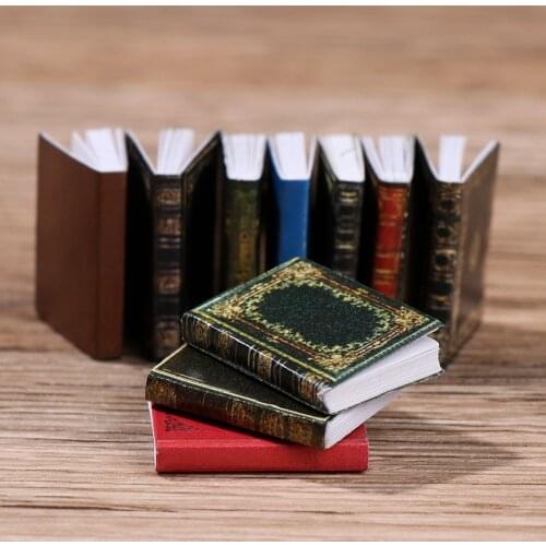 3Pcs 1/12 Dollhouse Vintage Miniature Book Model Notebook Doll House Furniture Decor Doll Accessories Photo Props playing House