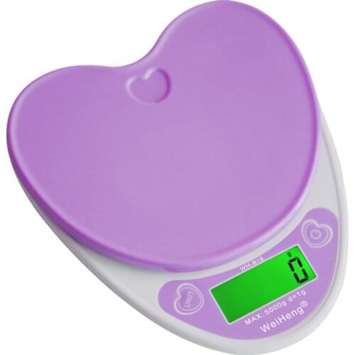 5kg/1g, 1kg/0.1g, 2kg/0.2g, 3kg/0.5g Creative Heart-Shape Kitchen Scale High Precision LCD Digital Kitchen Scale with Backlight