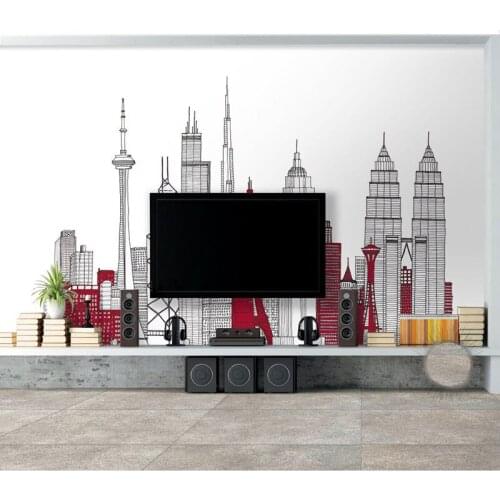 8d Modern Cartoon Iron tower photo wall sticker for lliving room TV background wallpaper 3d Bedroom corridor mural paper Decor