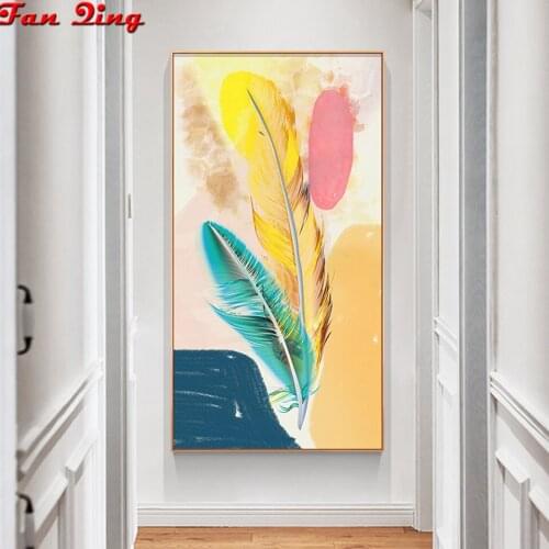 Diy large diamond mosaic abstract feather diamond painting cross stitch 3d embroidery sale full round/square drill home decor