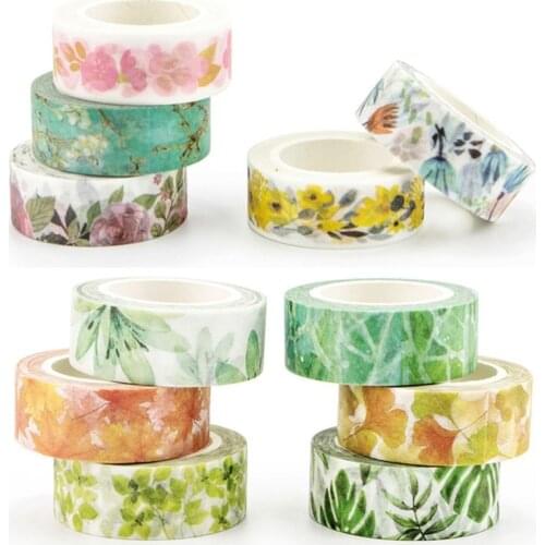 2021 Romantic Floral Paper Washi Tape 15mm*7m Masking Tapes Decorative Stickers DIY Stationery School Supplies stationery
