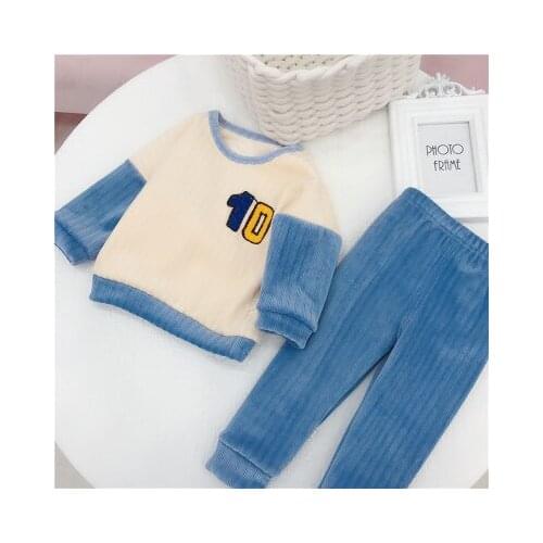 2020 Childrens warm underwear set Plush thickened boys' and girls' autumn kids clothes and trousers