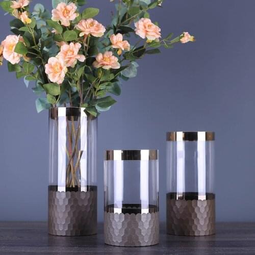 Europe Transparent glass vase Straight gray terrarium glass container flower vase centros de mesa para boda wedding home decor J