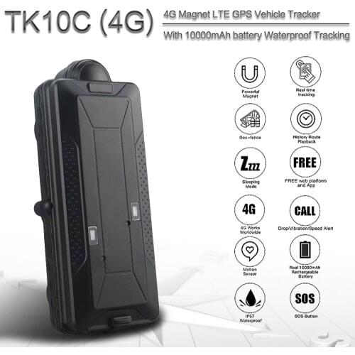 TK10C 4G gps tracker with waterproof for vehicle 10000MAH gps navigator real time car gps tracker long time standby gps tracker