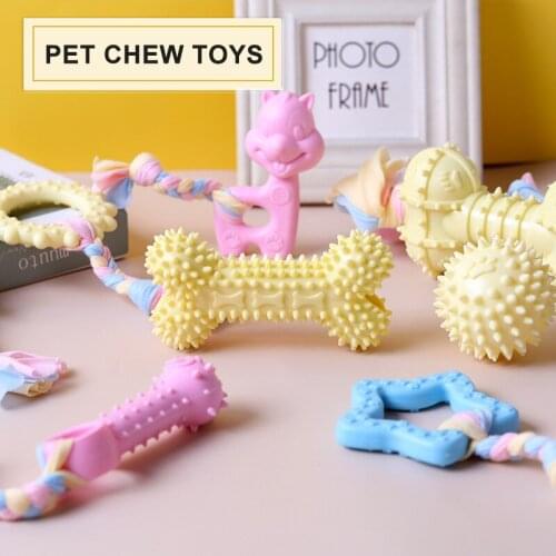 TPR Non-toxic Dog Toy Chew Macarone Cloth Strip Cleaning Thorn Molars Pet Toys Bite Resistance Interaction Play Dog Accessory