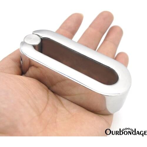 Ourbondage Stainless Steel Heavy Duty Rectangle Ring Stretcher Scrotum Pendant Restraint Penis Traning For Men Gay Sex Toys