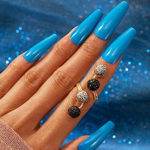 Black Crystal Stone Rings Set Opening Adjustable Women Ring Gothic Statement Jewelry for Women Aesthetic Female Gift Party Punk