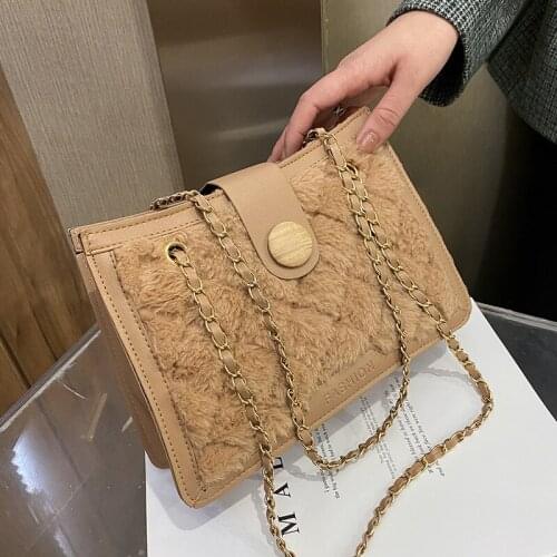 Fashion Rhombus Chain PU HandBags Purses new fashion womens designer messenger bag plush chain shoulder Crossbody bag