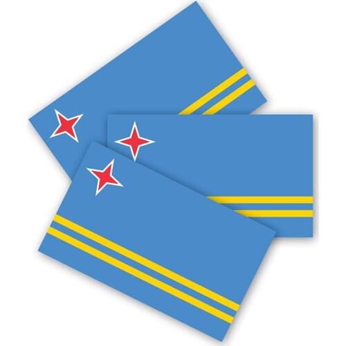 Aruba Flag Bumper Stickers 3 Packs Made of Durable Waterproof Material, Motorcycle Helmet Trunk Stickers, Auto Decoration