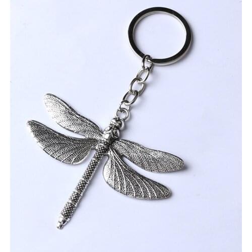 New Fashion Dragonfly Pendant Chain Keychain Boho Large Dragonfly Key Ring Good luck
