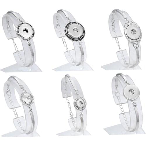 New Snap Button Jewelry Bracelet Adjustable Metal Snap Bracelet Bangle Fit 12mm or 18mm 20mm Snap Buttons Jewelry Charm Bracelet