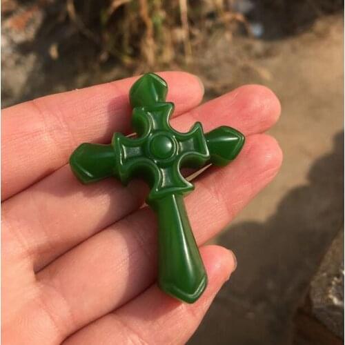 Natural hetian jade christ jesus cross Pendant Necklace for mother bithday gift turn to lucky god pendant