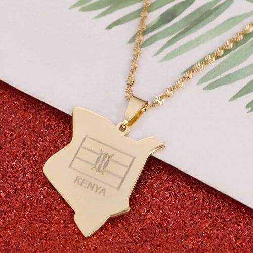 Kenya Map Pendant Necklaces Jewellery Gold Color Africa Country Map Kenyans Jewelry