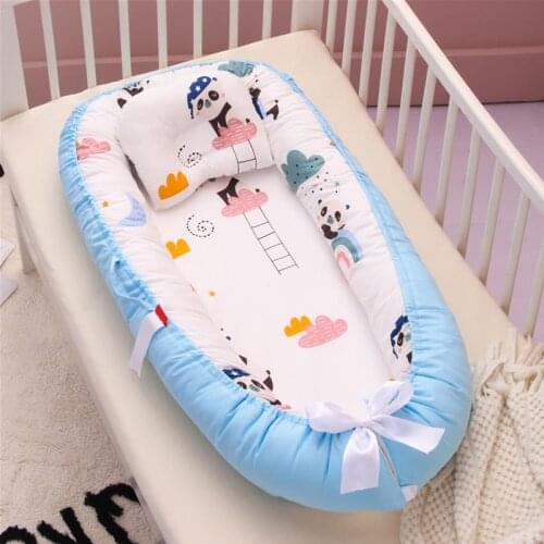 88*53cm Portable Baby Nest Bed With Pillow Crib For Newborn Baby Cotton Travel Bed Folding Infant Toddler Cradle Bassinet Bumper