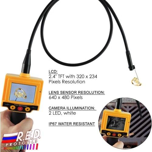 Industrial 2.4 inch TFT LCD Video Borescope Car Pipe Inspection 10mm Camera Endoscope 180 degree Rotation Snakescope 2 LED