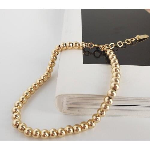 Silvology Sterling 4MM Hollow Round Bead Bracelets for Women Gold Color Elegant Classic Bracelets Festival Jewelry