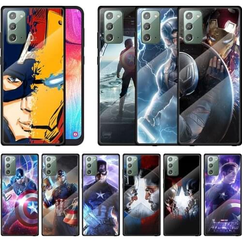 Captain America Super Hero For Samsung Note 20 10 9 8 Ultra Lite Plus A70 A50 A40 A30 A20 A10 Tempered Glass Phone Case