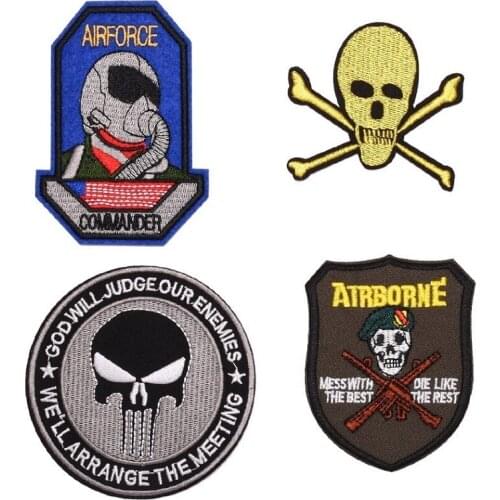 Skull Tactical Morale Slogans Military Badge Iron patches Embroidered on for DIY Hats Backpack Clothes Sew ironing Patch badge