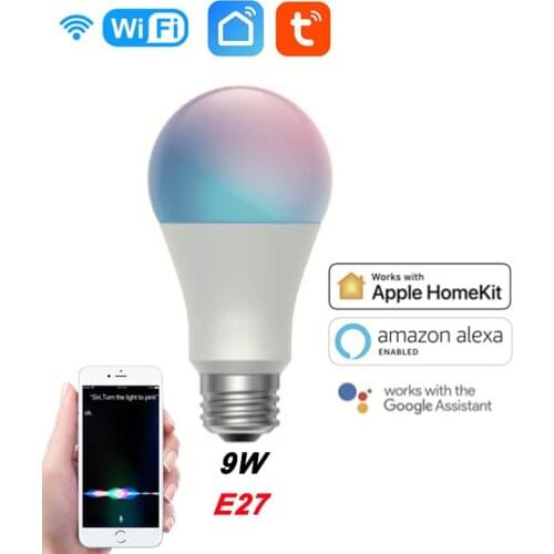 E27 Tuya Smart WiFi Led Lamp Bulb 9W RGB Dimming Light Bulbs APP Smart Life Control For Alexa Google Home HomeKit SmartThings