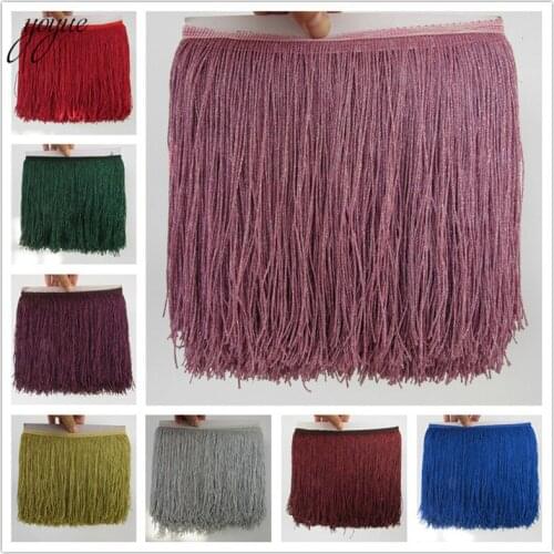 YOYUE 1Yards/lot 20cm Wide Fringe Trim Tassel Lace Bling Fringe Trimming DIY Latin Dress Stage Clothes Accessories Lace Ribbon