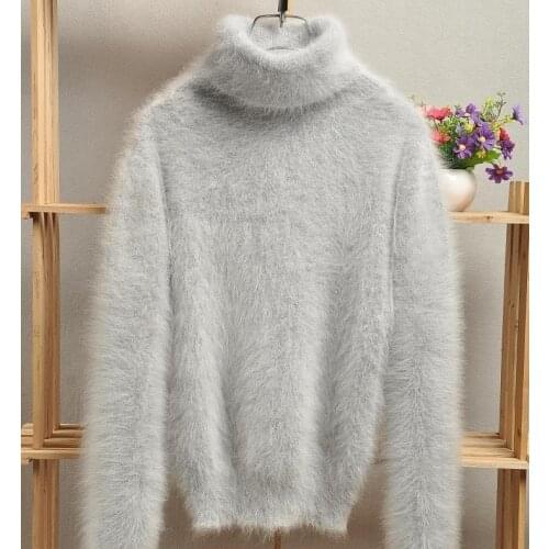 Genuine mink cashmere sweater women cashmere pullovers knitted pure mink jacket free shipping 025