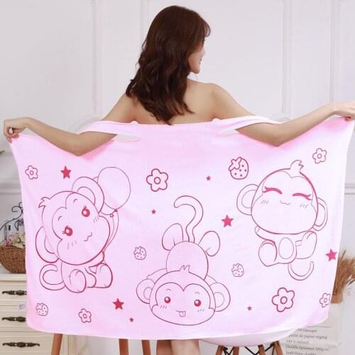 ZK20 Wearable bath towel cartoon print sling bath skirt female bathrobe beach towel sauna tube top bath towel