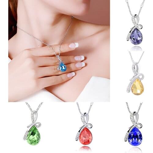 Water drop Crystal Crystal Wedding Womens style Fashion Water drop 1 piece Pendant necklace Necklace Rhinestones Wedding
