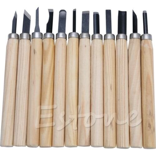 12pc Professional Wood Carving Hand Chisel Knife Tool Set Woodworkers Gouges