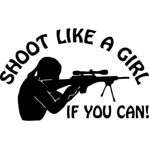 15.5*9.4CM Shoot Like A Girl If You Can Covering The Body Car Sticker Vinyl Decals Fashion Black/Silver C20-0138