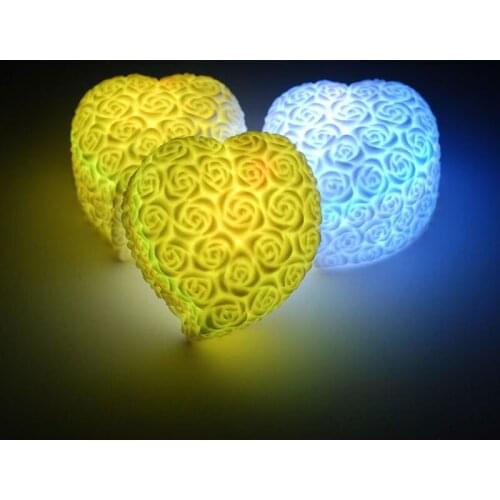 300pcs/lot RGB Colorful Rose Heart-shaped Mini Night Lights Christmas Valentine Wedding Decoration ZA5405
